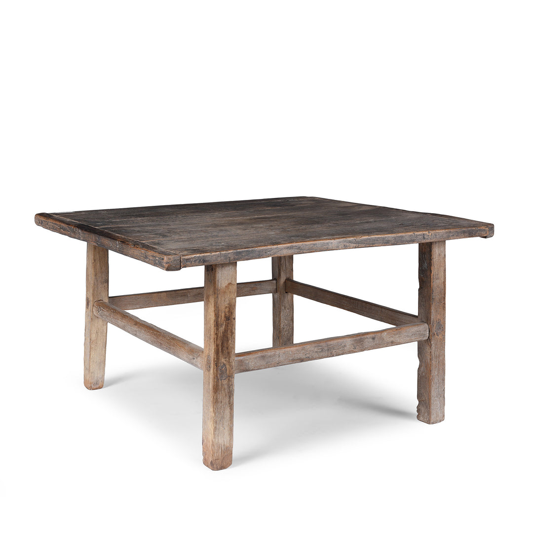 Angled View Of Antique Rustic Farmhouse Coffee Table | Indigo Antiques