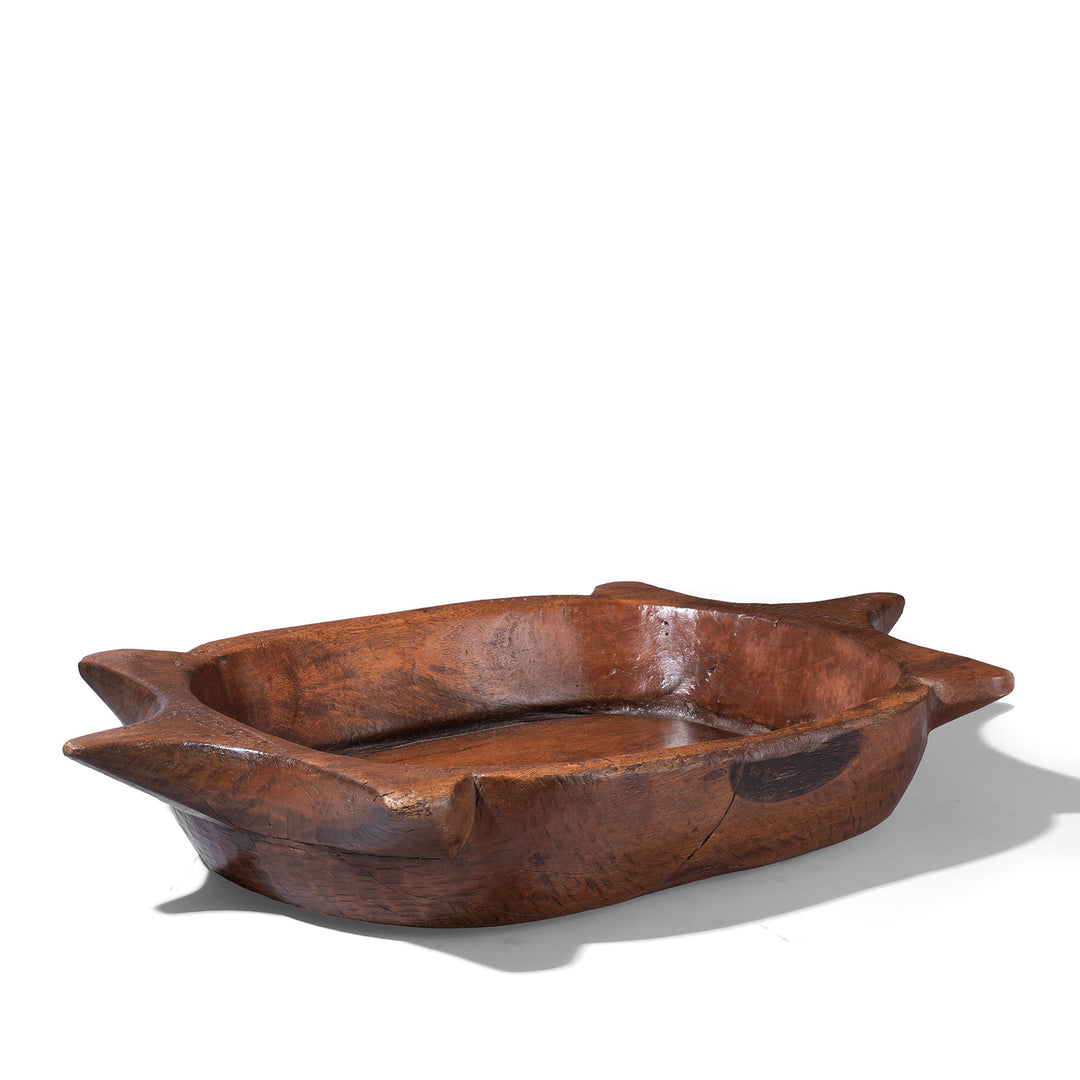 Angled VIew Of Antique Teak Parath Bowl Carved In The Form Of A Turtle 19th Century