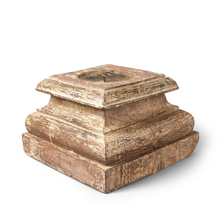 Antique Teak Wood Candle Holder From Old Capitol | Indigo Antiques