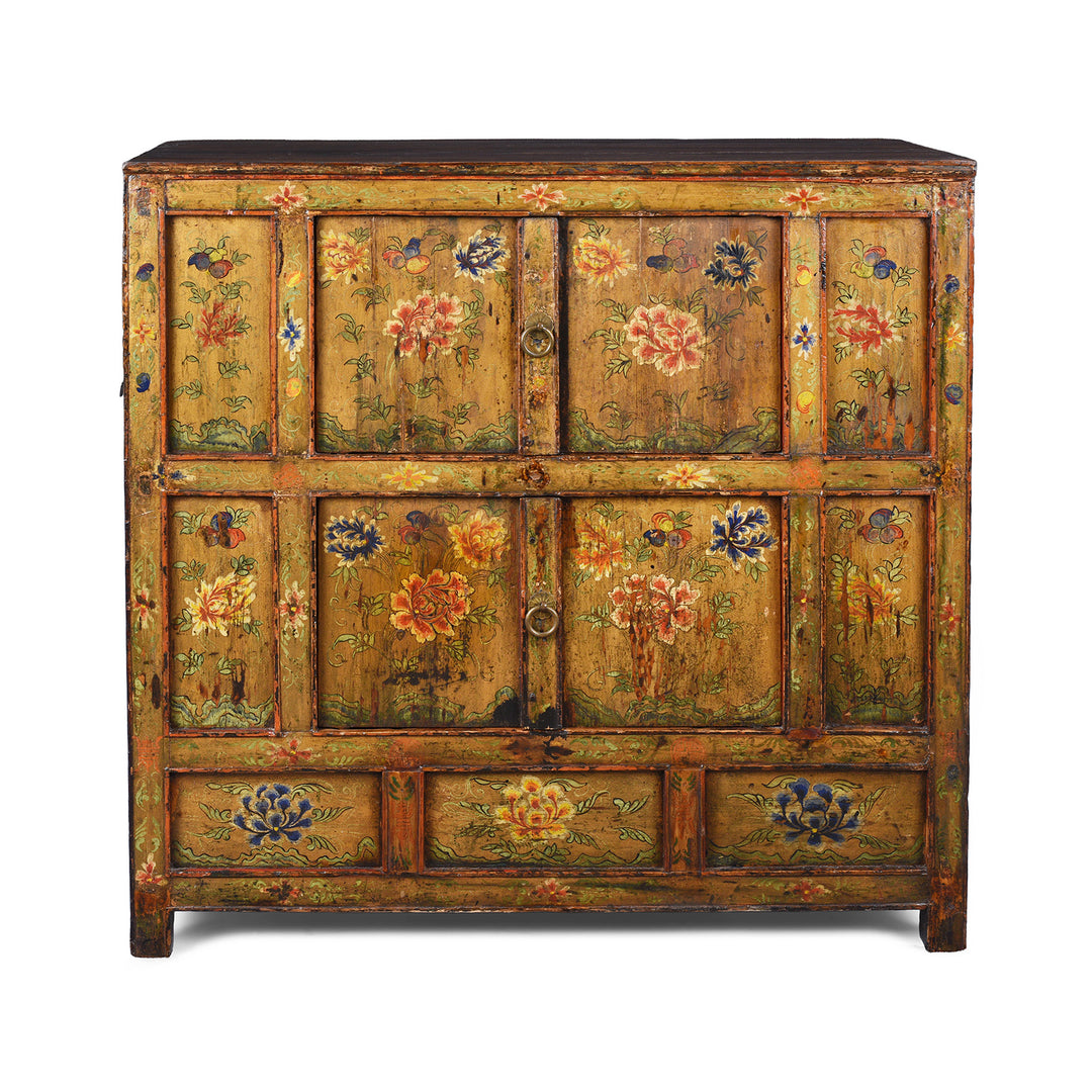 Antique Tibetan Altar Cabinet with Original Painting | Indigo Antiques