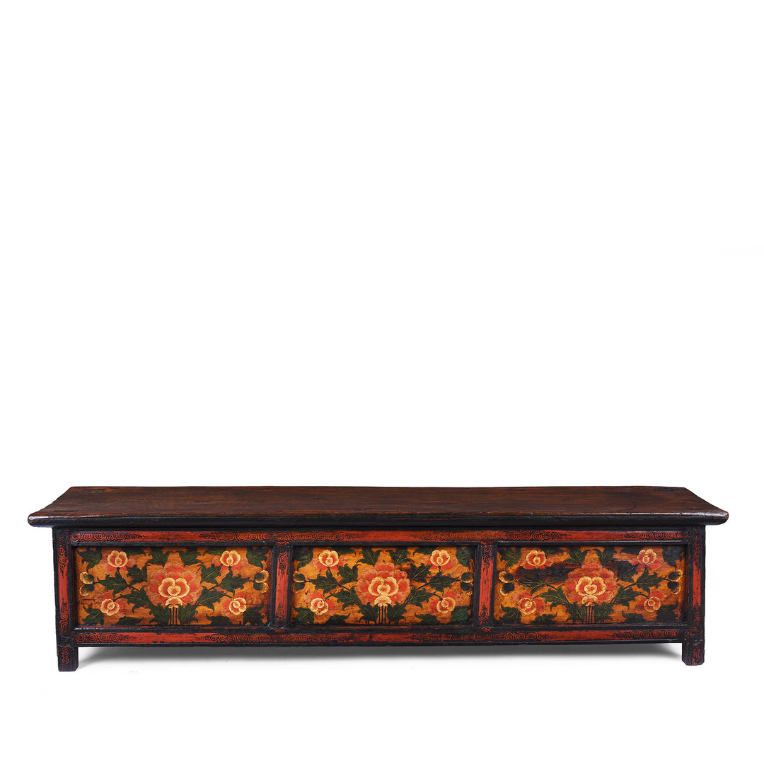 Antique Tibetan Painted Floral Choksar Prayer Table | Indigo Antiques