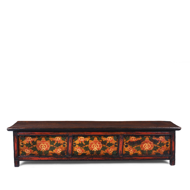 Antique Tibetan Painted Floral Choksar Prayer Table | Indigo Antiques