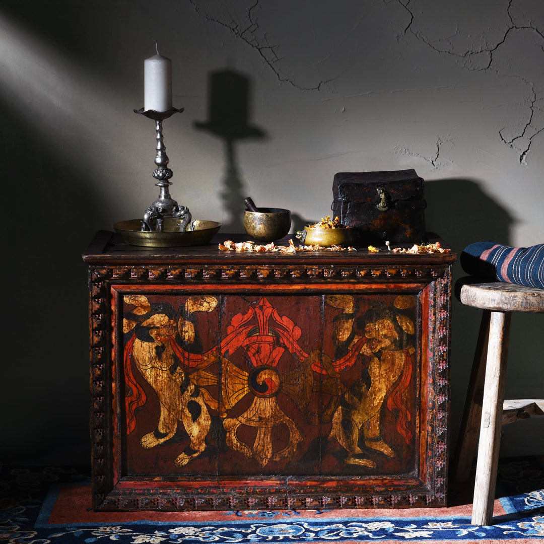 Antique Tibetan Painted Side Table | Indigo Antiques