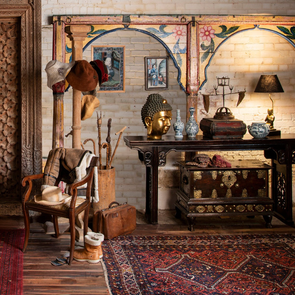 Antique Indian Painted Teak Double Arch From Maharashtra | Indigo 