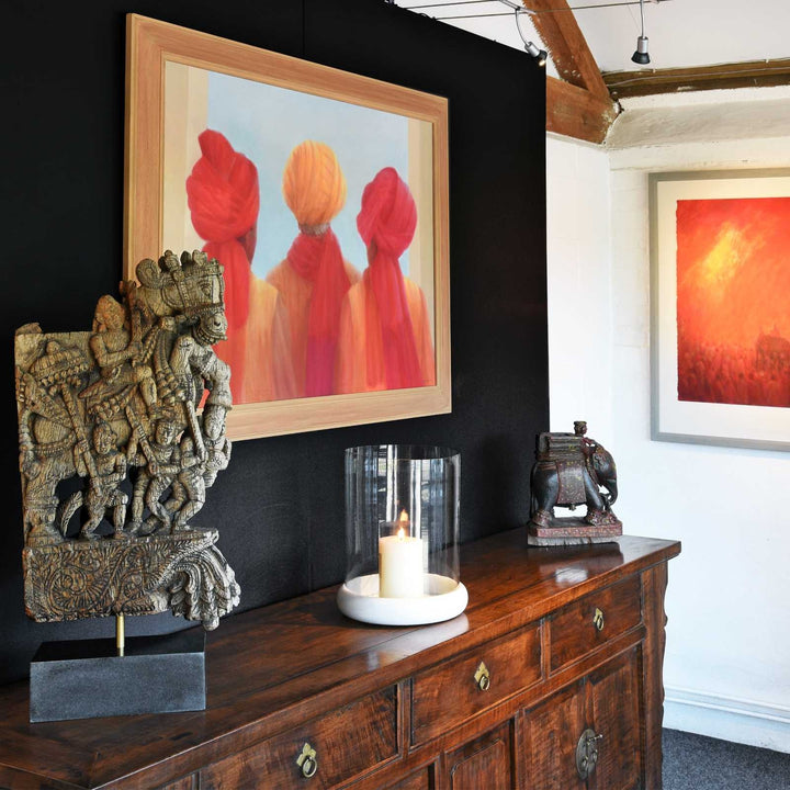 Painted Indian Elephant & Mahout From Rajasthan - 19th Century