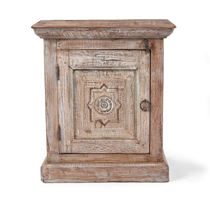 Bedside Cabinet Made From Reclaimed Carved Teak | Indigo Antiques