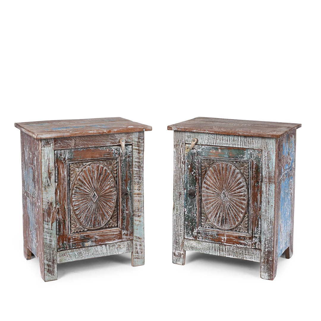 Bedside Cabinets Made From Reclaimed Carved Teak | Indigo Antiques