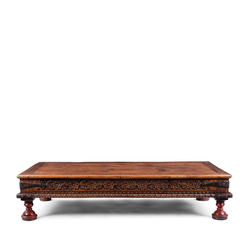 Bijou Antique Gujarati Takhat Coffee Table In Carved Teak | Indigo Antiques