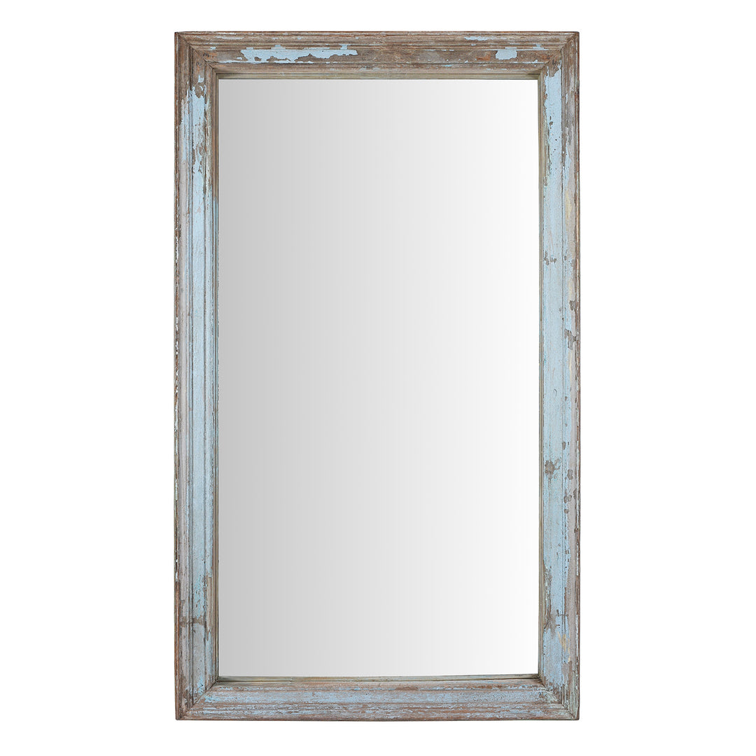 Blue Painted Mirror Made From Reclaimed Teak | Indigo Antiques