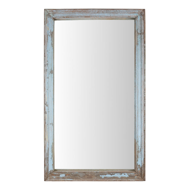 Blue Painted Mirror Made From Reclaimed Teak | Indigo Antiques