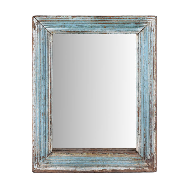 Blue Painted Mirror Made From Reclaimed Teak | Indigo Antiques