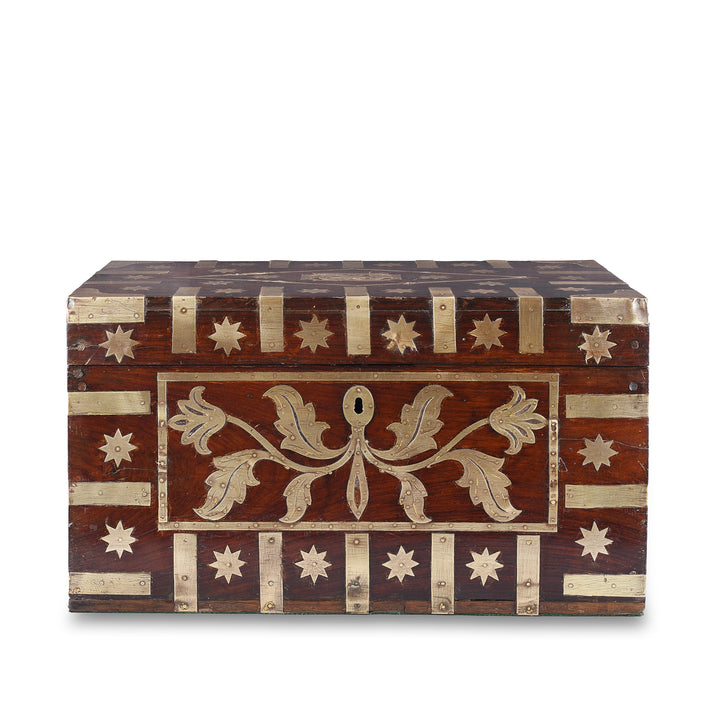 Brass Bound Malabar Rosewood Chest With Fitted Interior From Kutch Gujarat