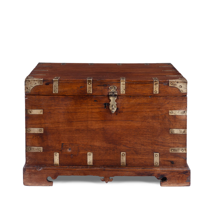 Brass Bound Teak Anglo Indian Military Chest With Original Fittings