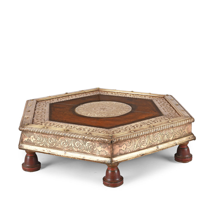 Brass & Rosewood Prayer Table from Gujarat | Indigo Antiques