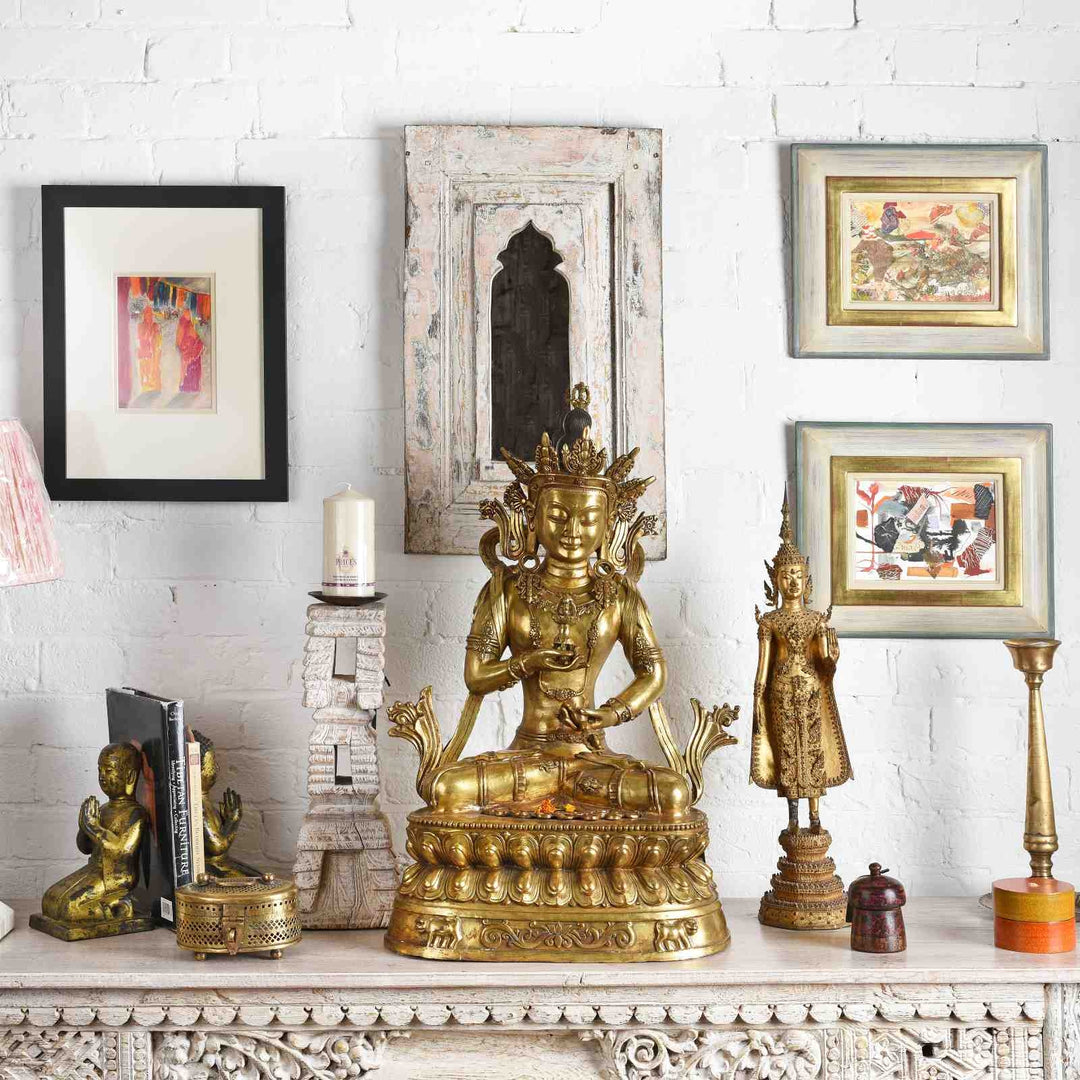 Asian Brass Bookends With works by artist Diana Neale | Indigo Antiques