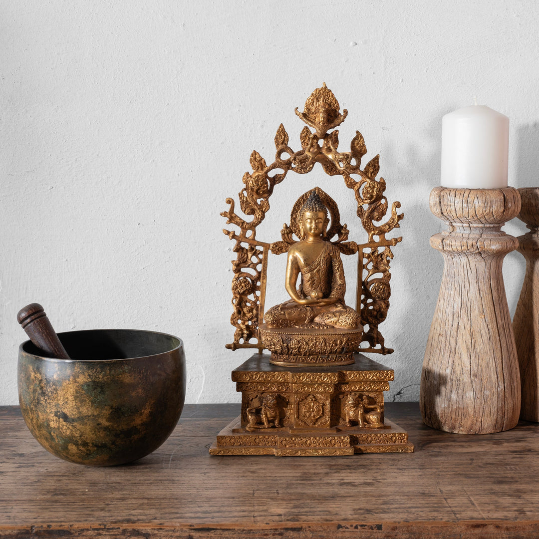 Gilt Brass Sitting Buddha - Bhumisparsha Mudra | Indigo Antiques