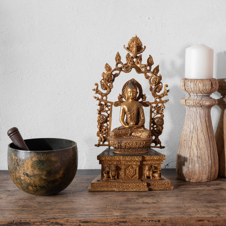 Gilt Brass Sitting Buddha - Bhumisparsha Mudra | Indigo Antiques