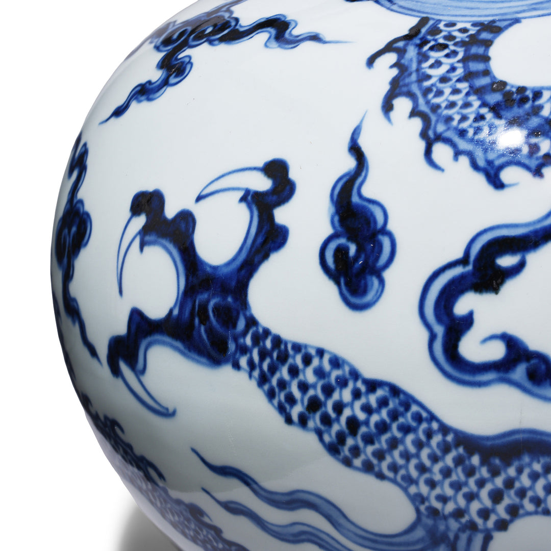 Claw Detail From Blue & White Porcelain Tianqiuping Dragon Vase | Indigo Antiques