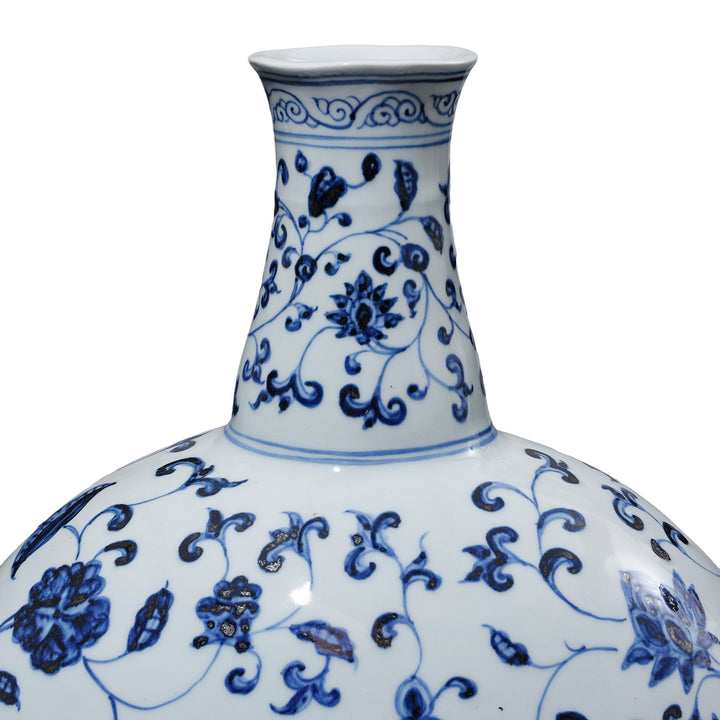 Spout Detail From Chinese Blue & White Lotus Moonflask | Indigo Antiques