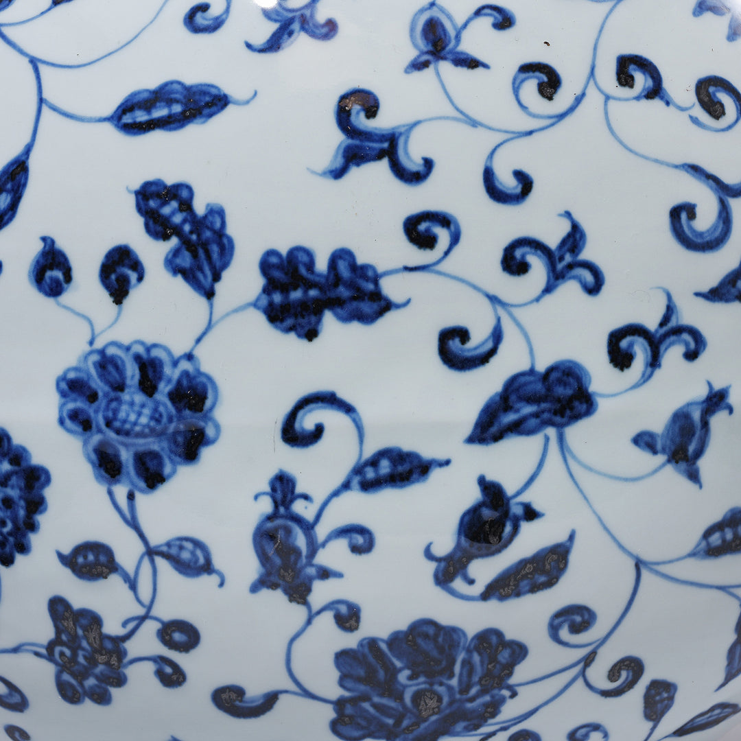 Painting Detail From Chinese Blue & White Lotus Moonflask | Indigo Antiques