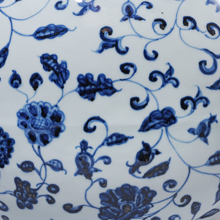 Painting Detail From Chinese Blue & White Lotus Moonflask | Indigo Antiques