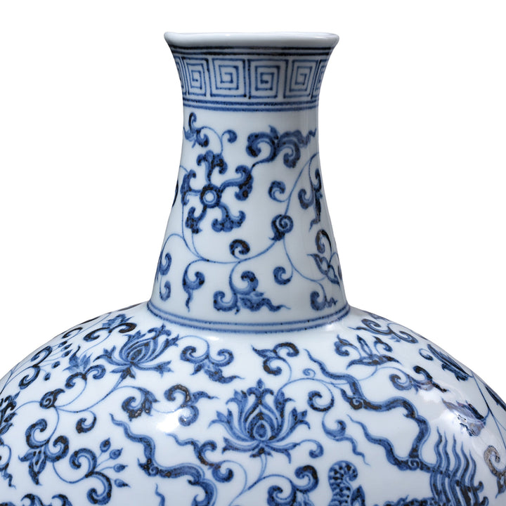 Spout Detail From Porcelain Dragon Design Bianping Moonflask | Indigo Antiques