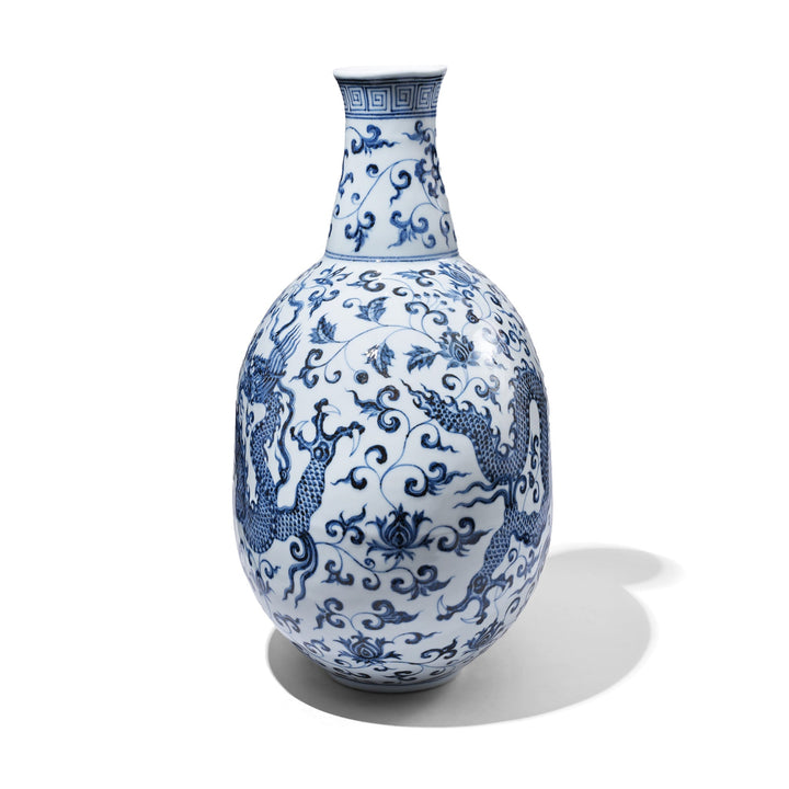 Side View Of Porcelain Dragon Design Bianping Moonflask | Indigo Antiques