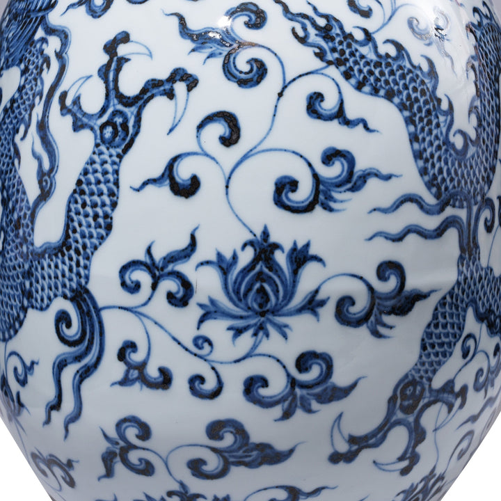 Detail From Porcelain Dragon Design Bianping Moonflask | Indigo Antiques