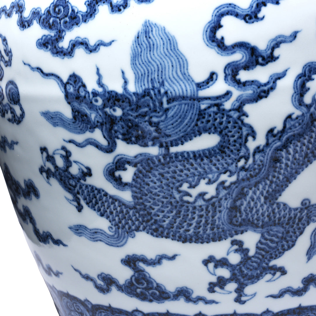Dragon Detail From Chinese Blue & White Dragon Planter | Indigo Antiques