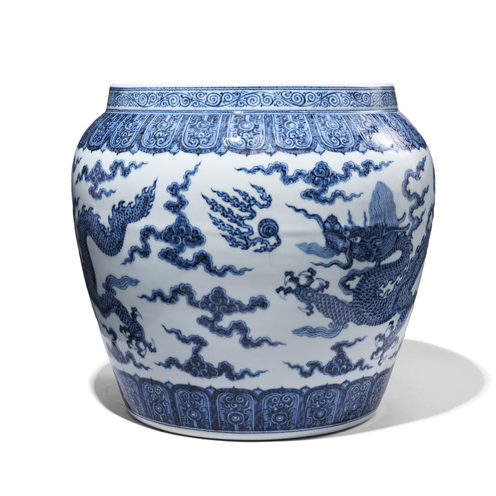 Chinese Blue & White Dragon Planter | Indigo Antiques