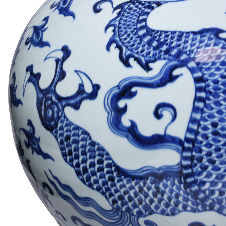 Claws Detail From Extra Large Blue & White Dragon Bottle Vase