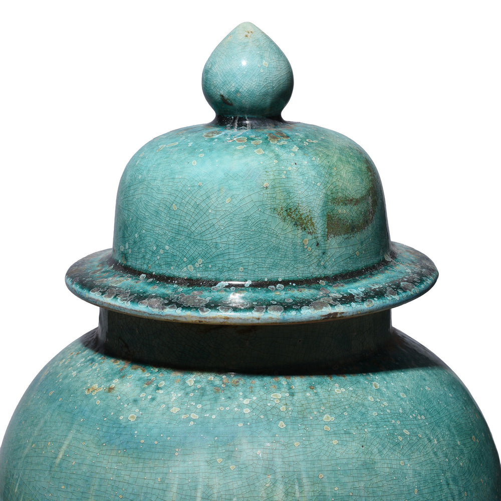 Lid Detail From Green Yaobian Glaze Temple Jar | Indigo Antiques