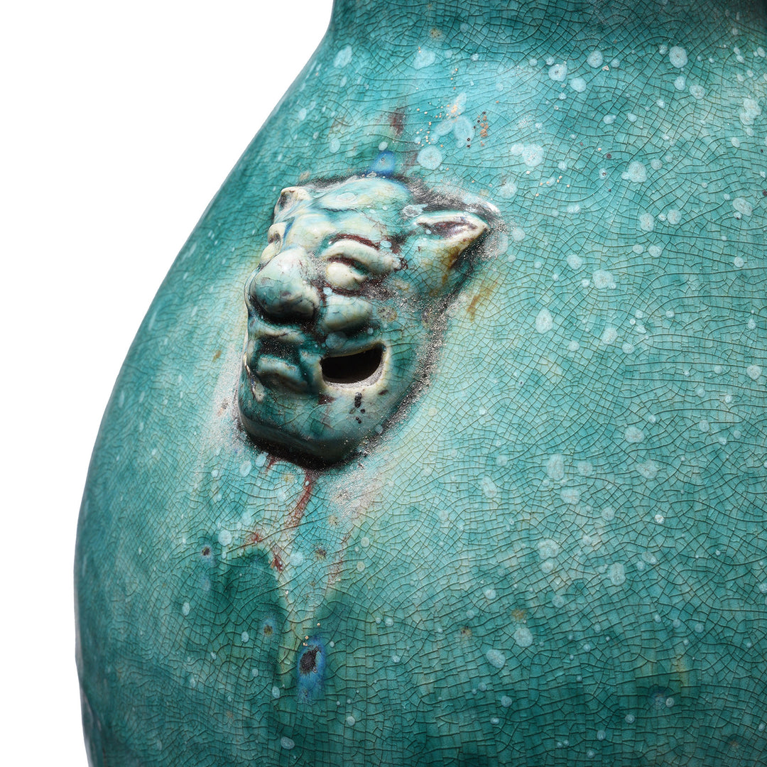 Face Detail From Green Yaobian Glaze Vase