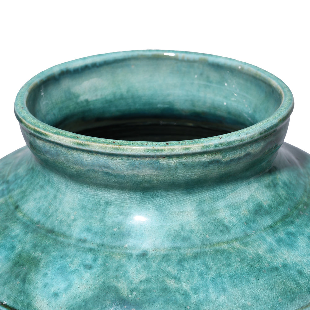 Rim Detail From Chinese Green Yaobian Glaze Vase | Indigo Antiques
