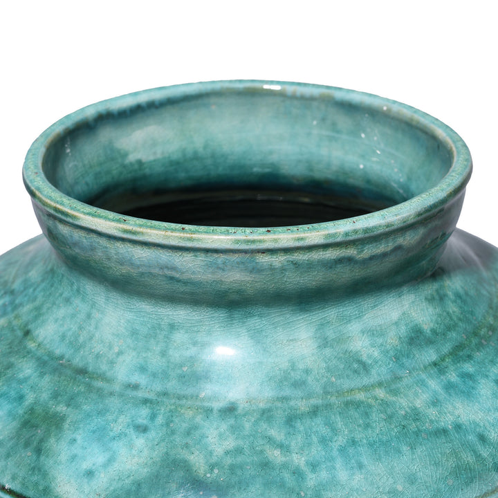 Rim Detail From Chinese Green Yaobian Glaze Vase | Indigo Antiques
