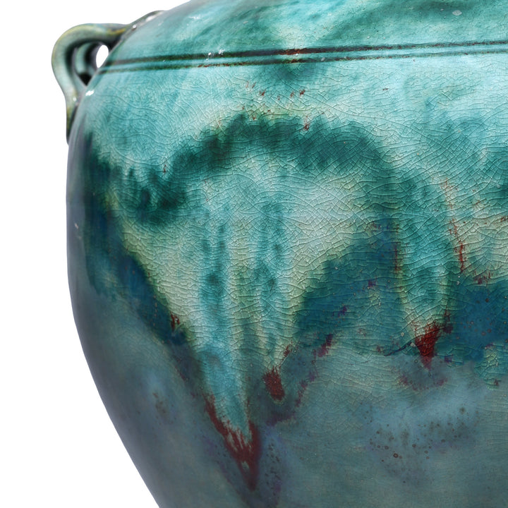 Crackling Detail From Chinese Green Yaobian Glaze Vase | Indigo Antiques