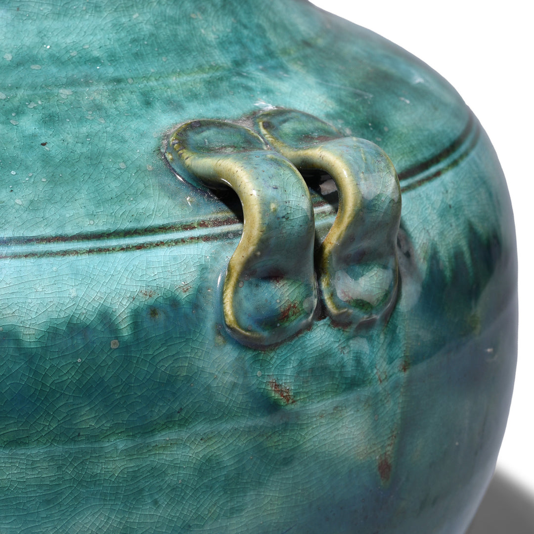 Handles Detail From Chinese Green Yaobian Glaze Vase | Indigo Antiques
