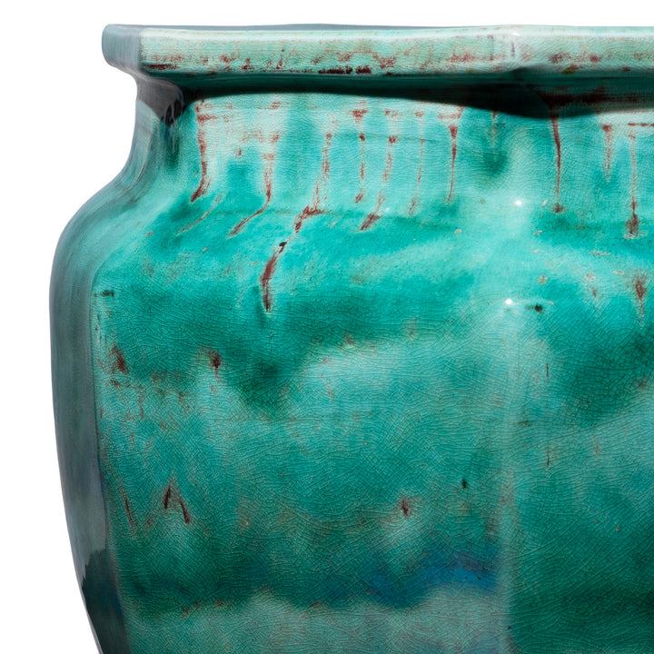 Rim Detail From Chinese Green Yaobian Glaze Planter | Indigo Antiques