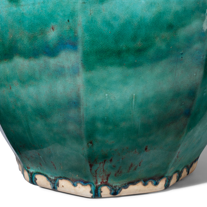 Glaze Detail From Chinese Green Yaobian Glaze Planter | Indigo Antiques