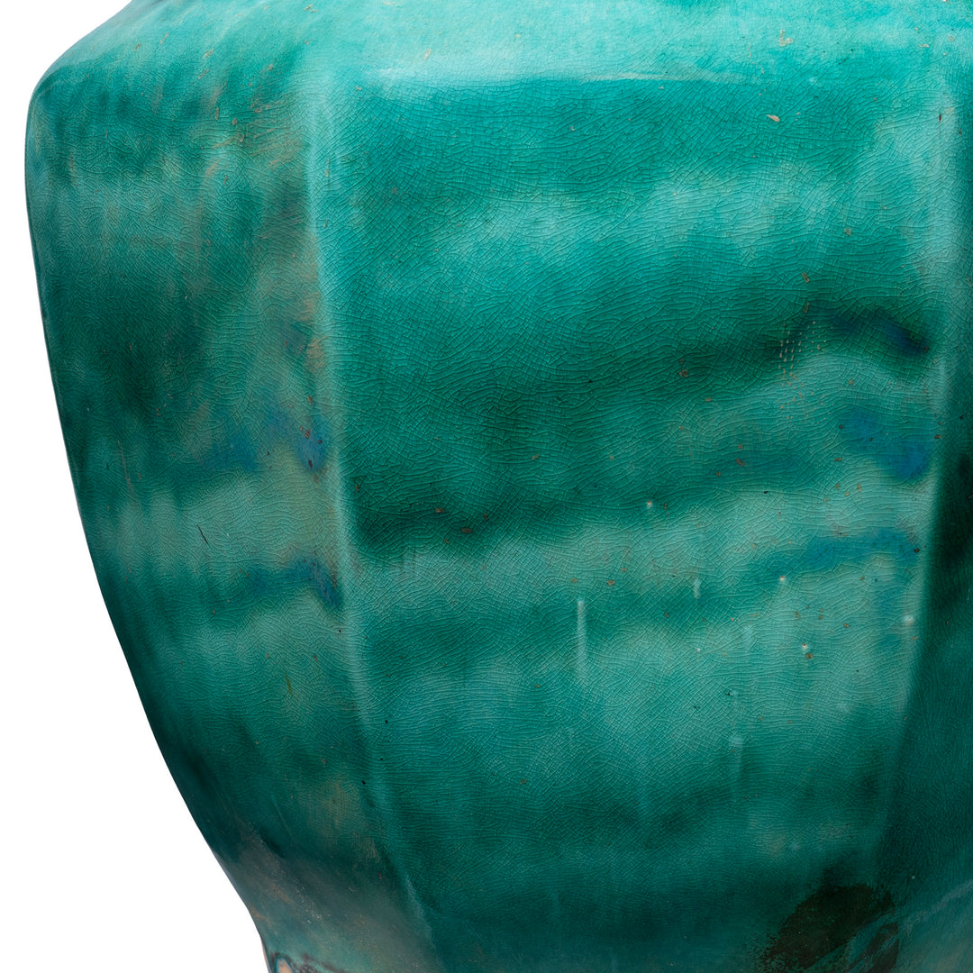 Glaze Detail From Chinese Green Yaobian Glaze Planter | Indigo Antiques