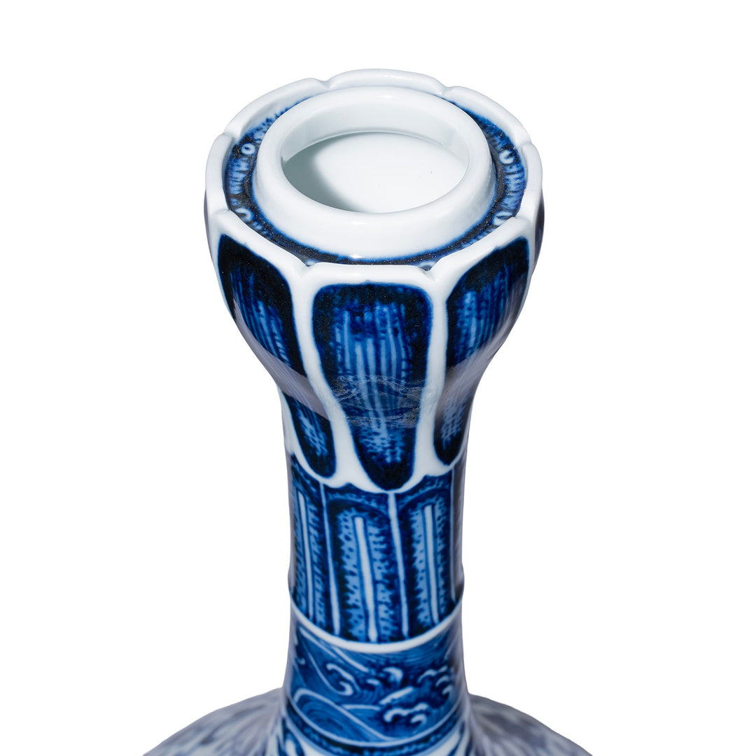 Interior Of Blue & White Porcelain Lotus Mouth Vase | Indigo Antiques