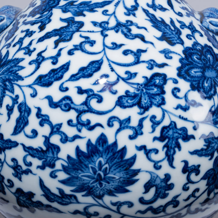 Design Detail From Blue & White Porcelain Lotus Mouth Vase | Indigo Antiques