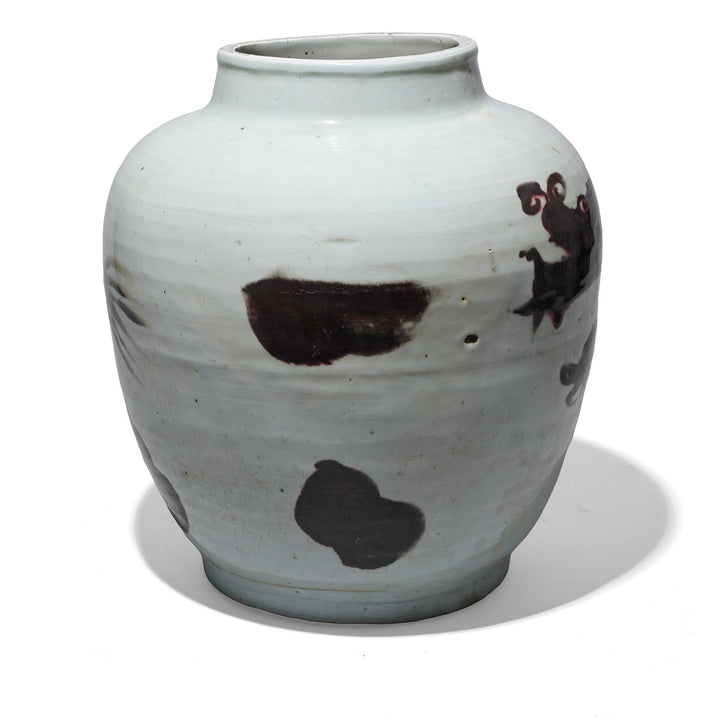 Clouds Detail From Provincial Ink Brown & White Dragon Jar | Indigo Antiques