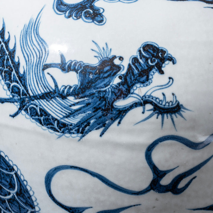 Dragon Detail From Chinese Blue & White Porcelain Meiping Vase - Dragon Design | Indigo Antiques