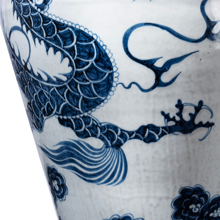 Dragon Detail From Chinese Blue & White Porcelain Meiping Vase - Dragon Design | Indigo Antiques