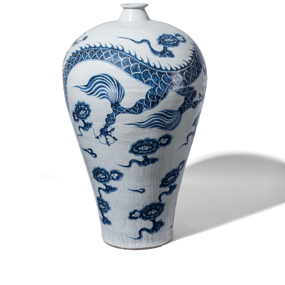Chinese Blue & White Porcelain Meiping Vase - Dragon Design | Indigo Antiques