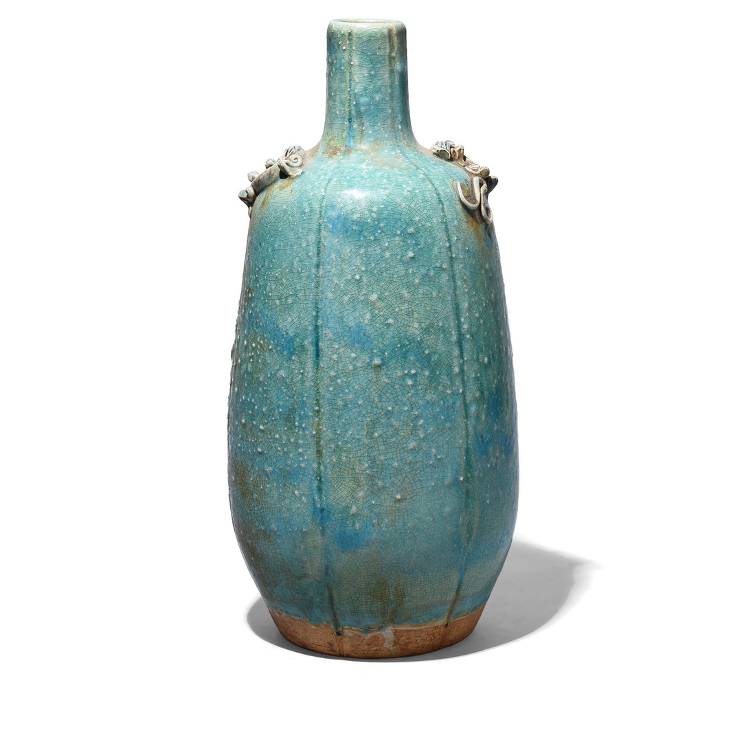 Chinese Green Yaobian Glaze Lizard Vase | Indigo Antiques