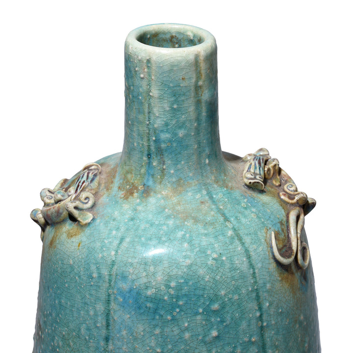 Rim Detail From Chinese Green Yaobian Glaze Lizard Vase | Indigo Antiques