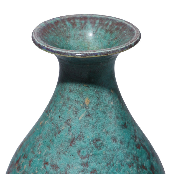 Rim Detail From Chinese Green Yaobian Glaze Small Flower Vase | Indigo Antiques