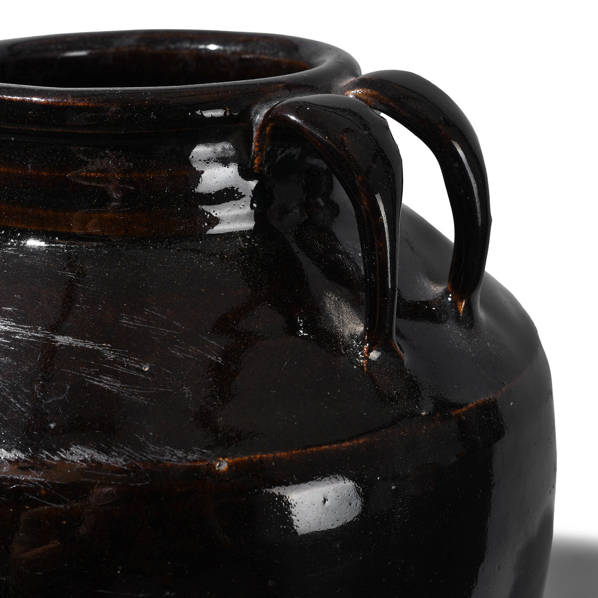 Handles Detail FromAntique Black Glazed Chinese Stoneware Rice Storage Jar | Indigo Antiques